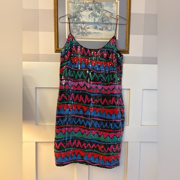 Vintage Silk Sequin Dress Size 12 - Picture 2 of 7